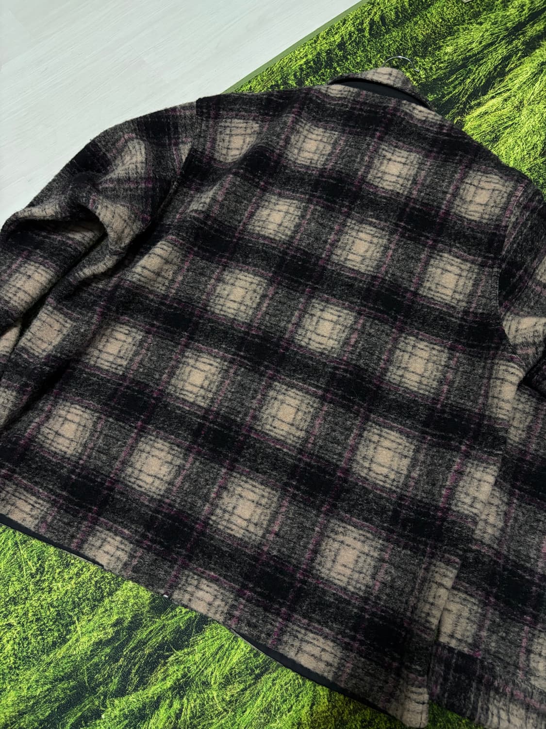 [L]스투시 울 플레이드 집업 셔츠 라일락 판매합니다. 상품이미지3