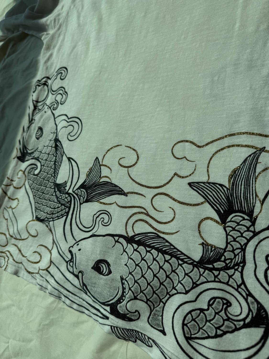 재패니즈 잉어 프린팅 티셔츠 화이트 오리엔탈 그래픽 상품이미지5