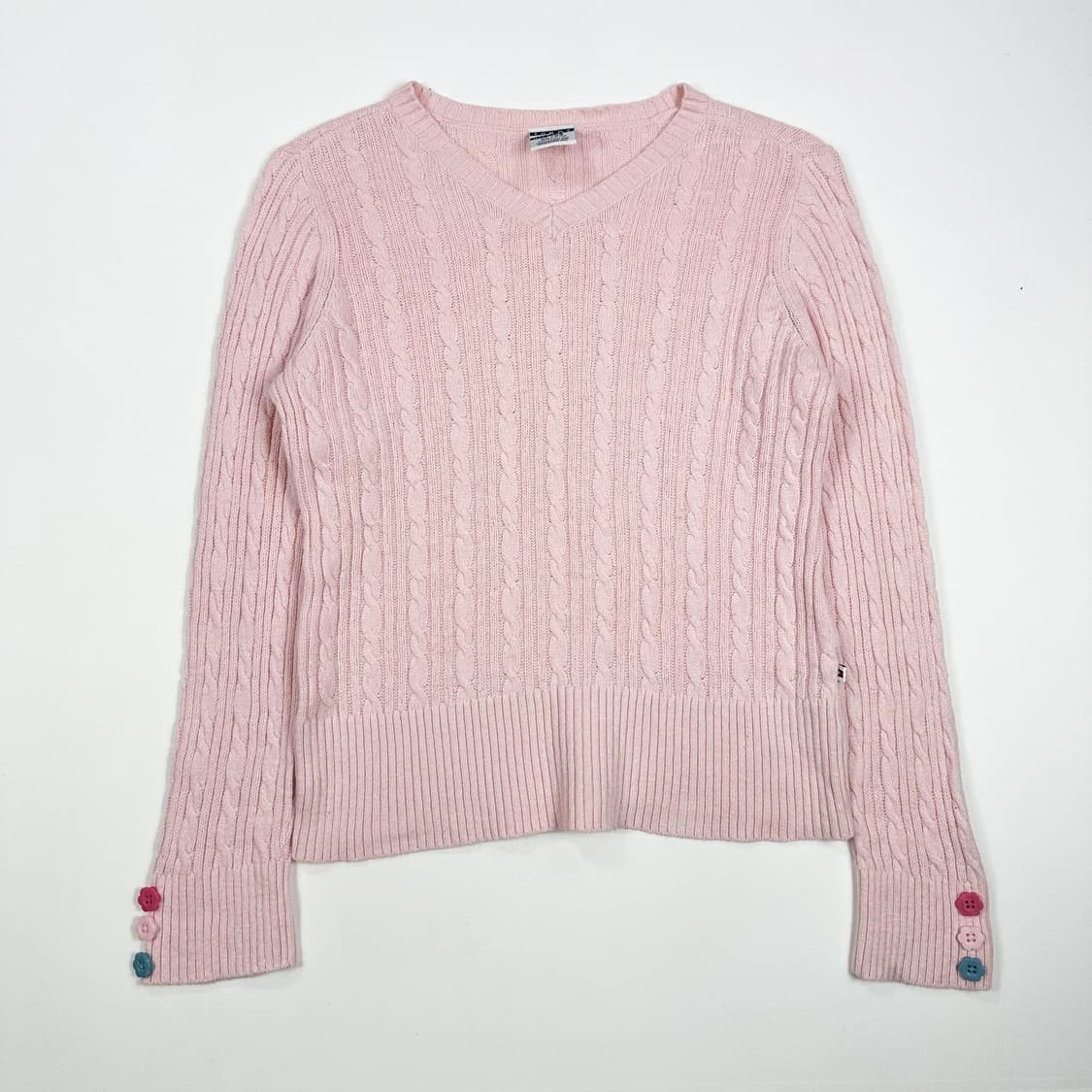 타미힐피거 플래그 핑크 케이블 꽈배기 니트 (XL 여성추천) 상품이미지2