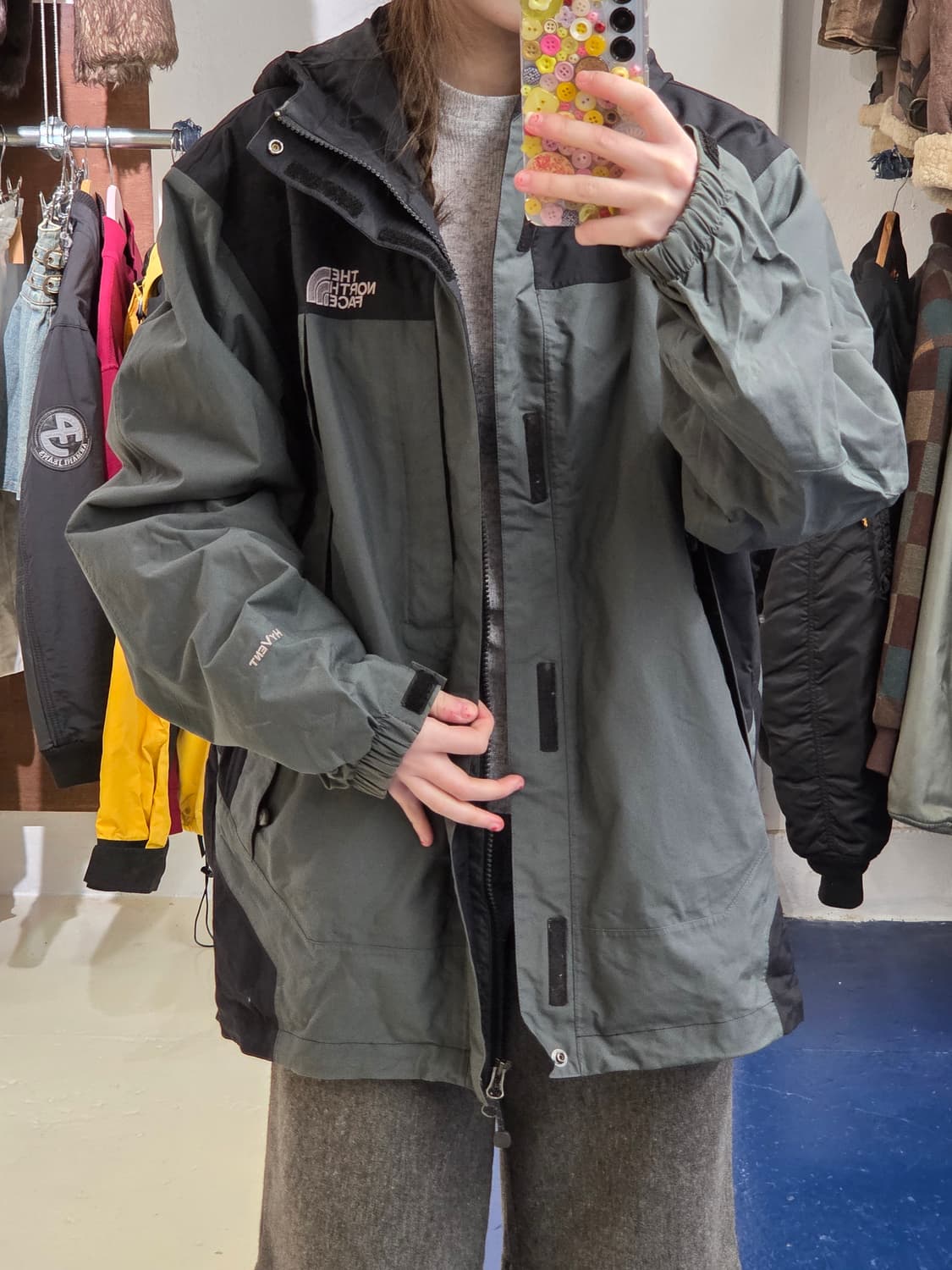 TNF 노스페이스 시멘트 그레이 후드 바람막이 상품이미지2