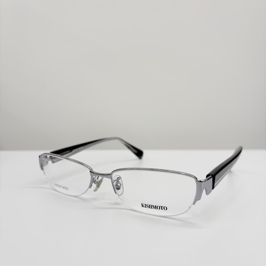 KISHMOTO 실버 반무테 빈티지안경 상품이미지1