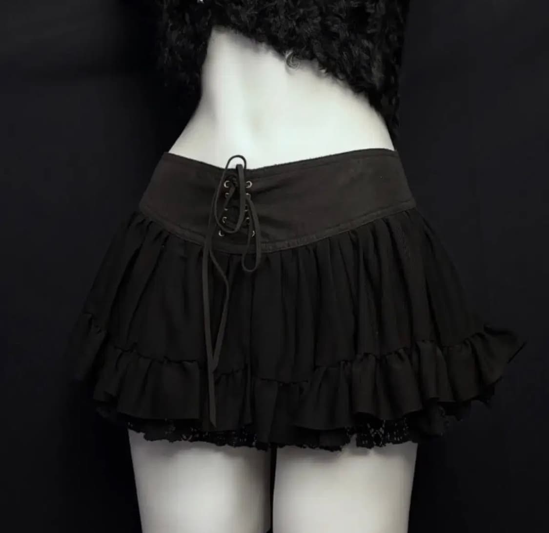 블랙 숏 스커트 오네갸루 긱시크 펑크 갸루 상품이미지1