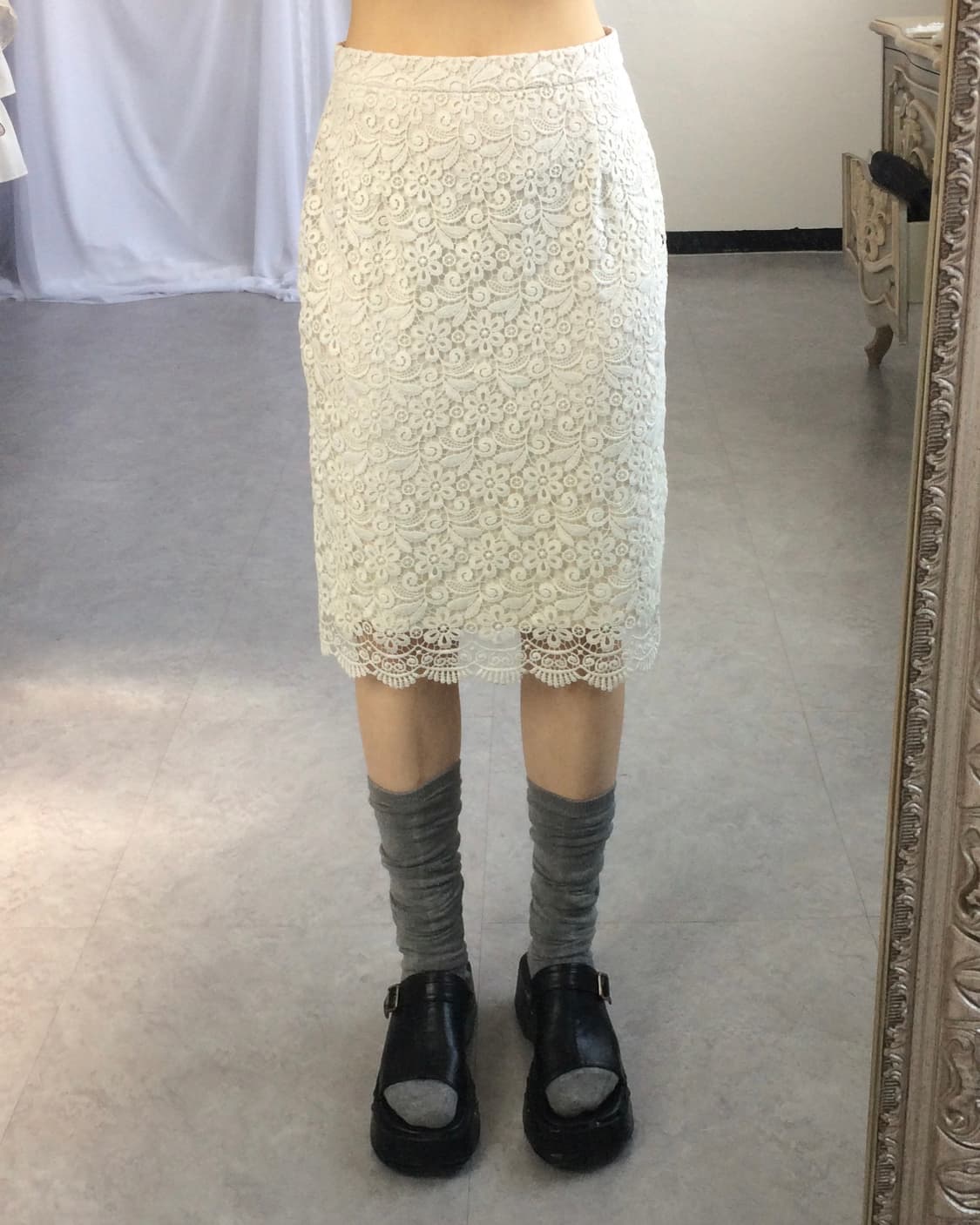 Crochet pattern point midi skirt 상품이미지6