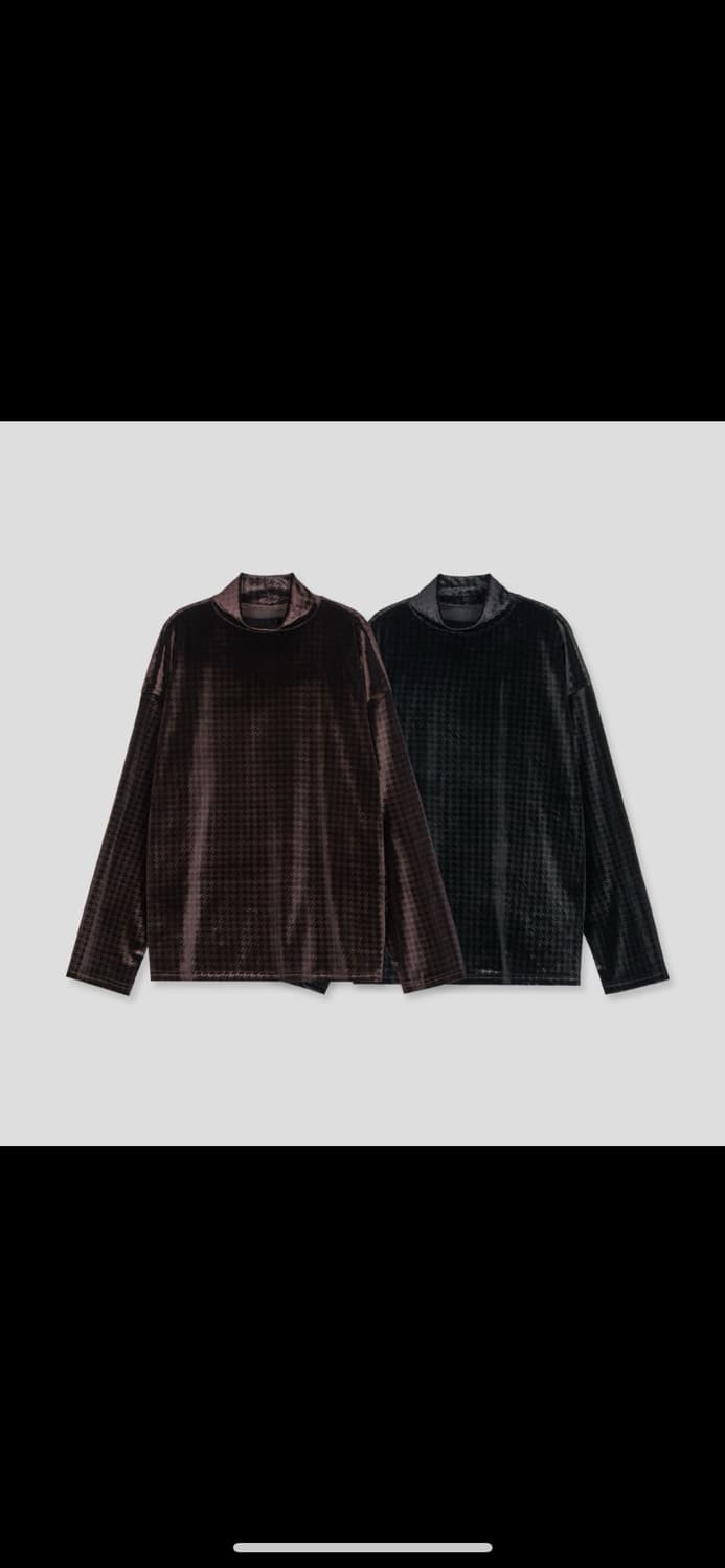 하운드 투스 벨벳 모크넥 티셔츠 상품이미지4