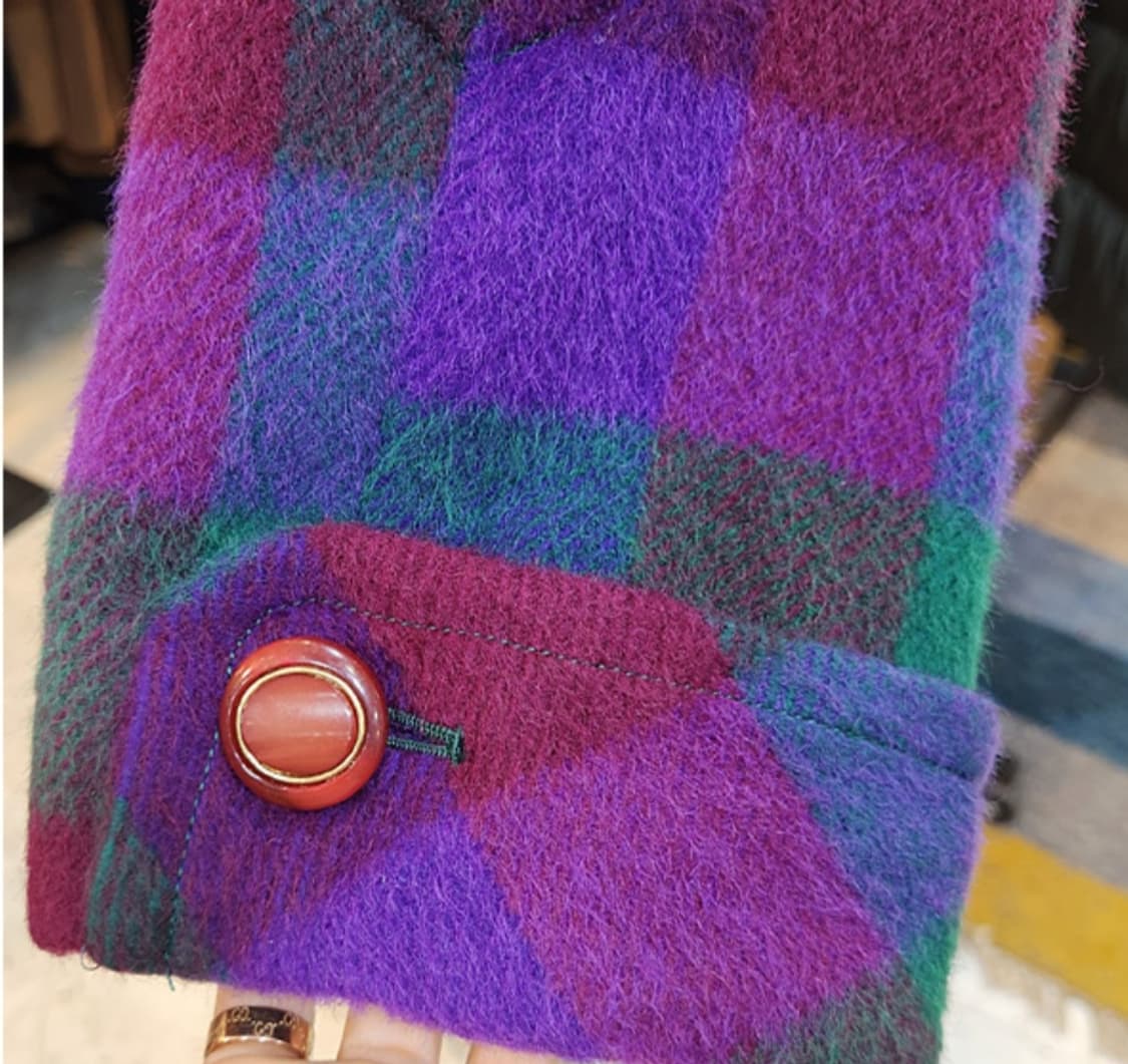 Lapin 미사용품 일본 빈티지 도톰한 모헤어 블렌드 체크 코트 상품이미지8