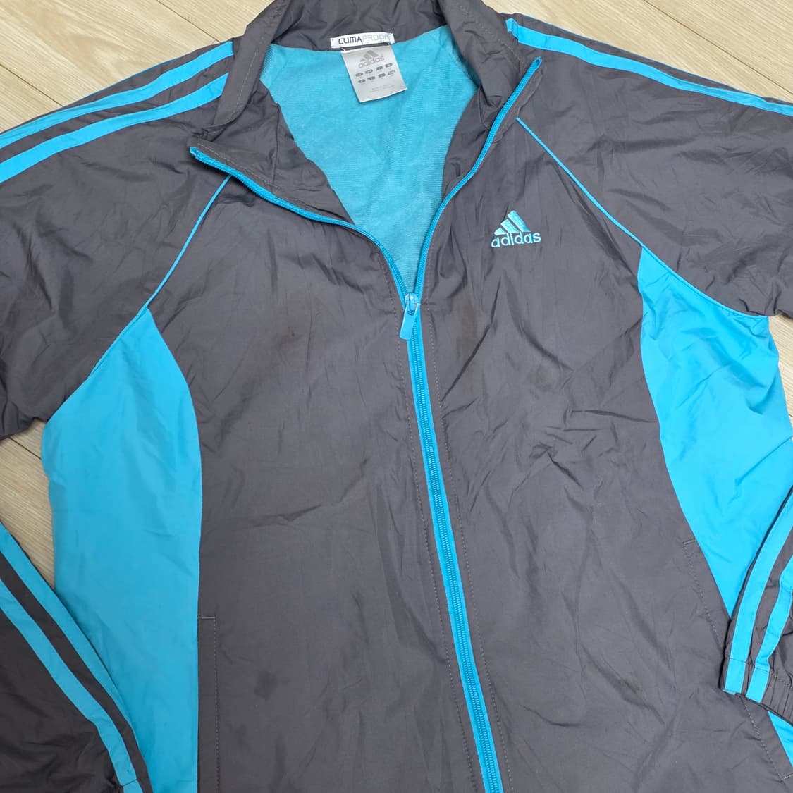 일본판 아디다스) 빈티지 회색x블루 배색 올드스쿨 희귀 바람막이 져지 상품이미지2