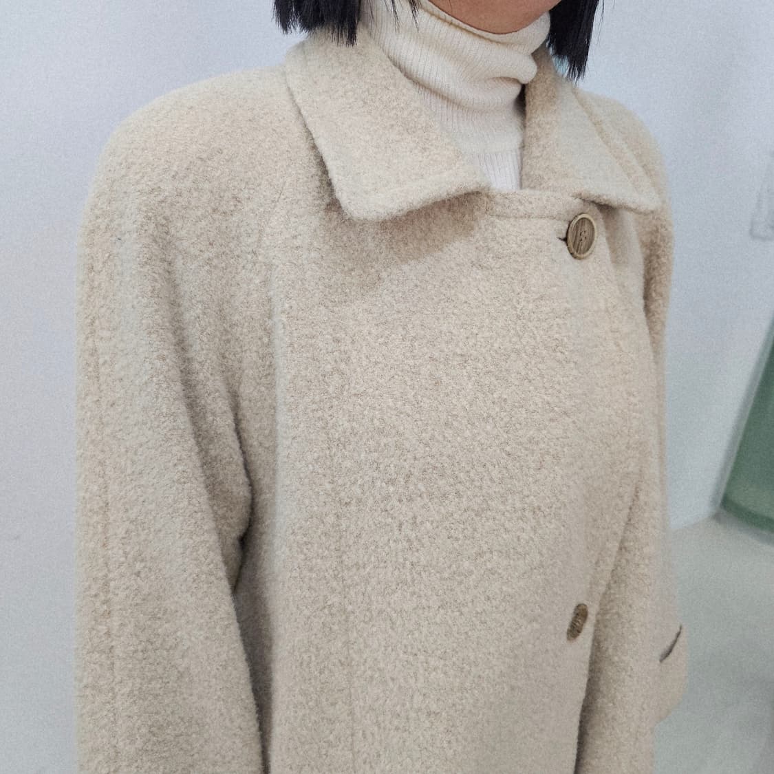 SANYO 울 블렌드 내추럴 베이지 하프코트 상품이미지3