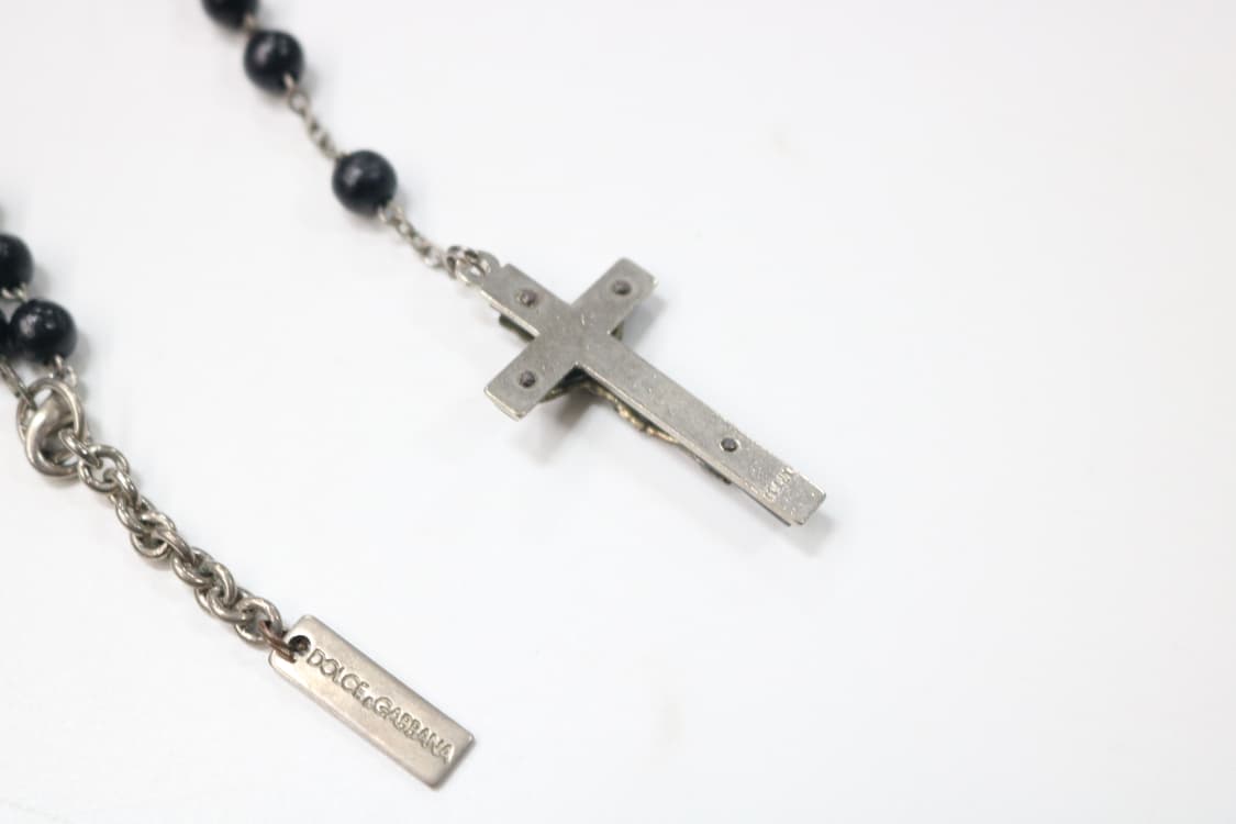 돌체앤가바나 빈티지 블랙 우드 비드 로자리 목걸이 상품이미지4