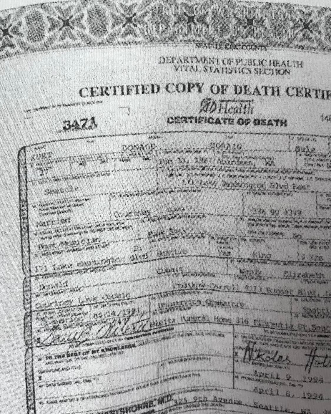 90s Kurt Cobain Death Certificate 밴드 티셔츠 상품이미지4