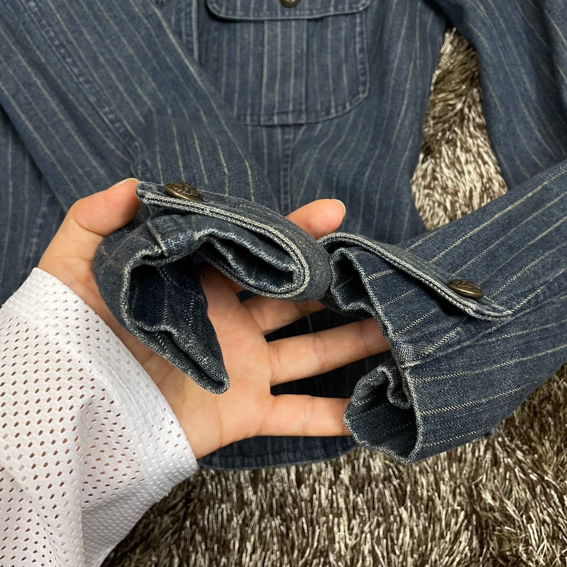 랄프로렌 Ralph Lauren 스트라이프 데님 블레이저 청자켓 S 상품이미지5