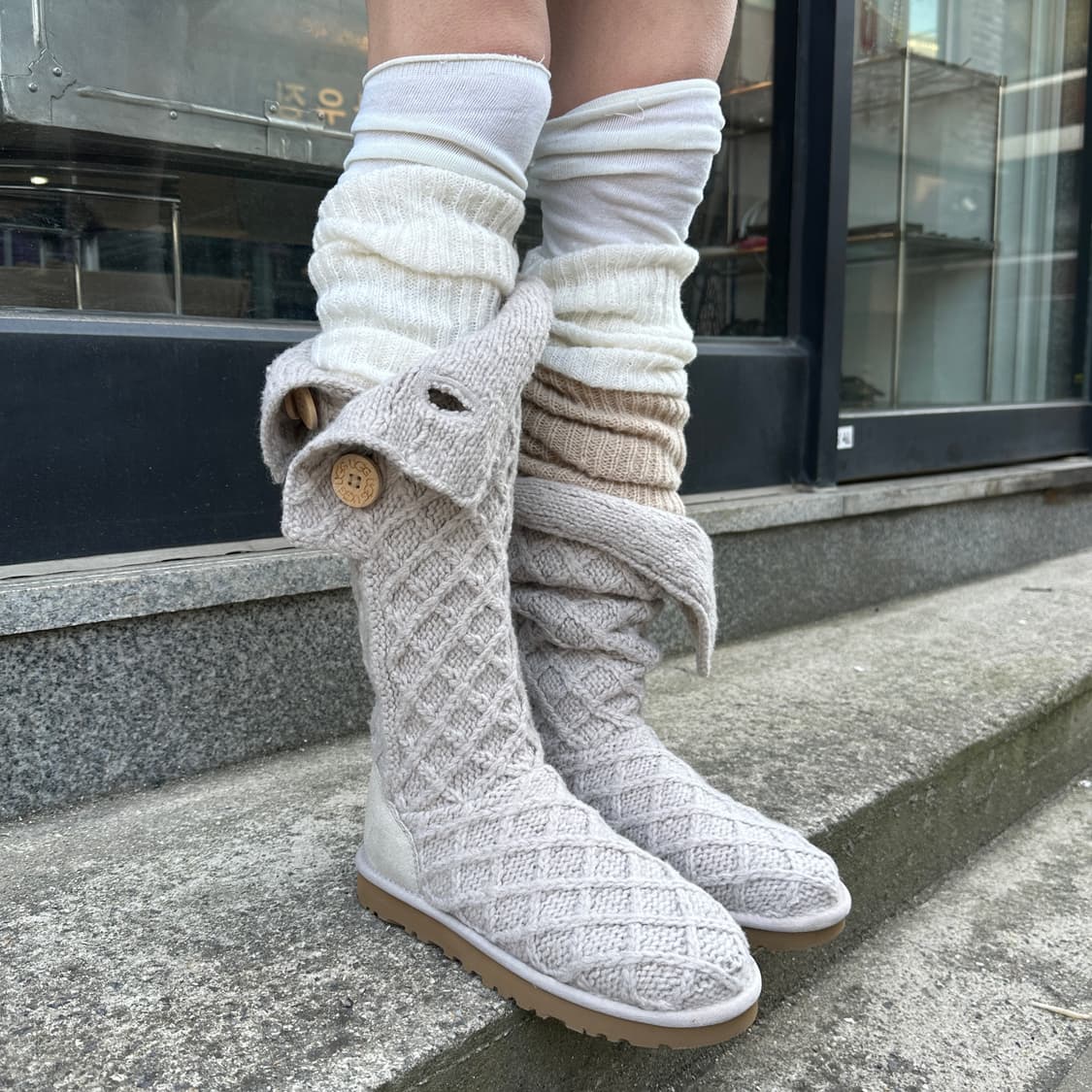 00s 크리스 크로스 니트 카디 어그 부츠 상품이미지5