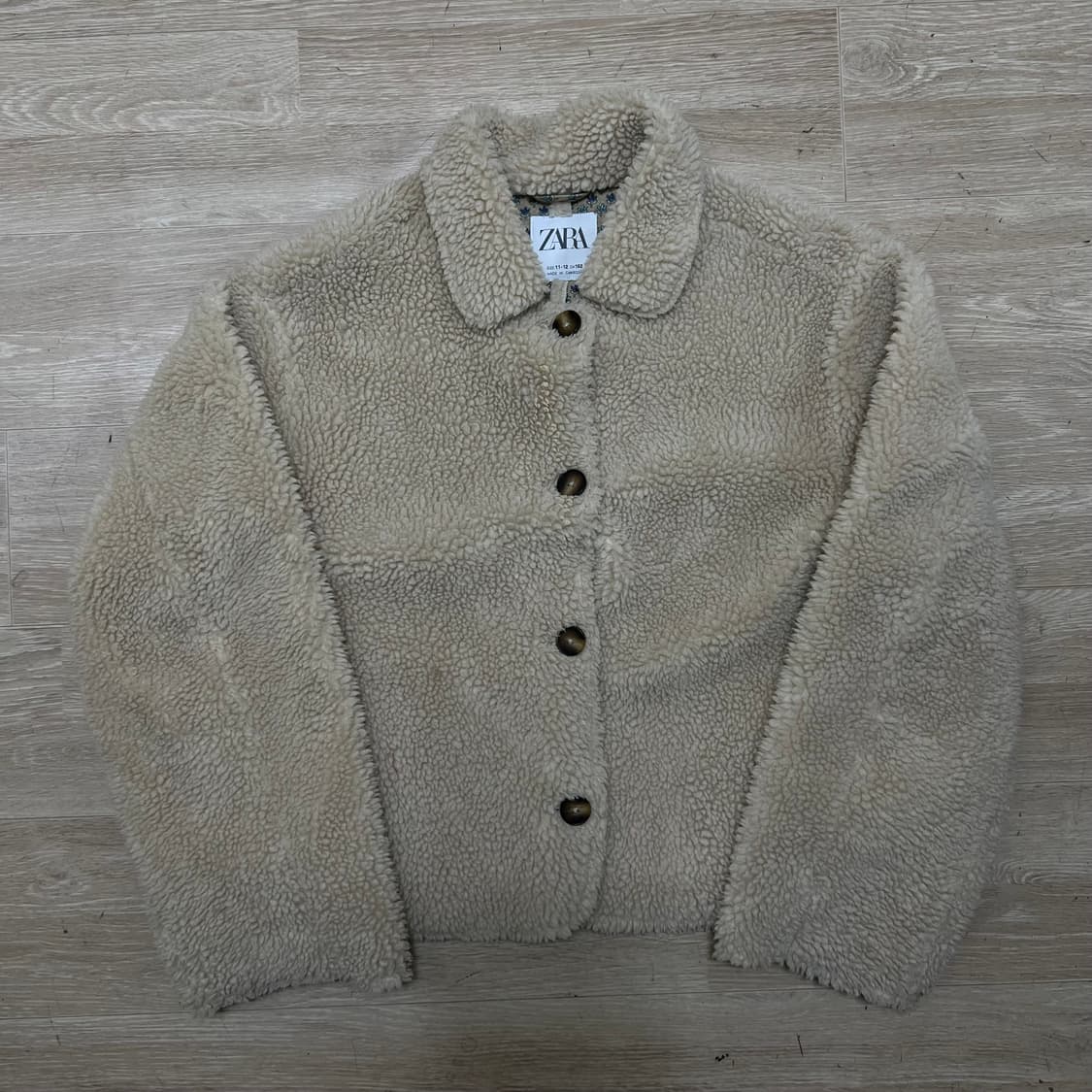 자라 키즈 크롭 덤블 뽀글이 후리스 플리스 자켓 [베이지] 11-12세 상품이미지1