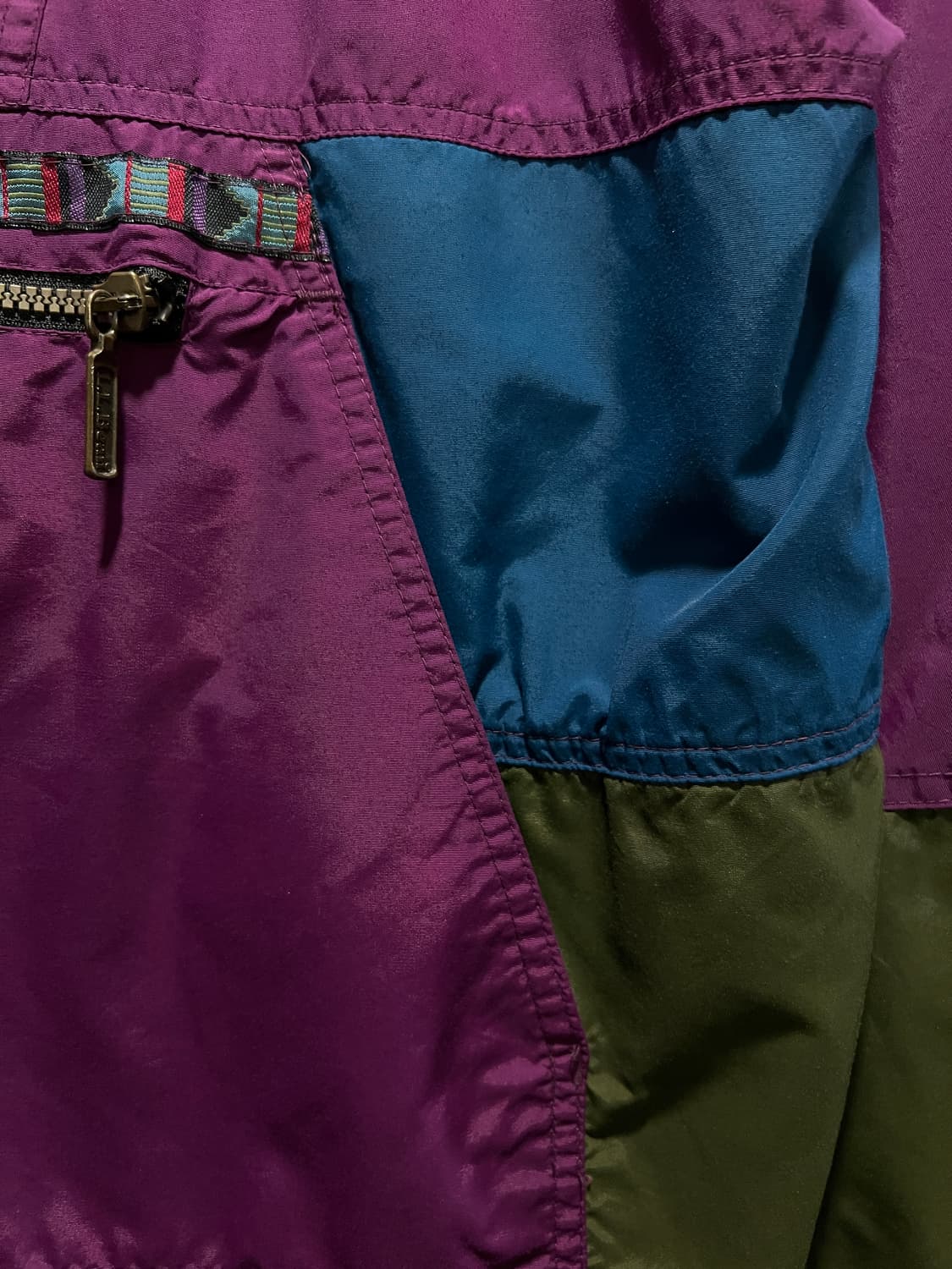 [L]90's 엘엘빈 USA 버건디 나일론 마운틴 아노락 자켓 상품이미지6