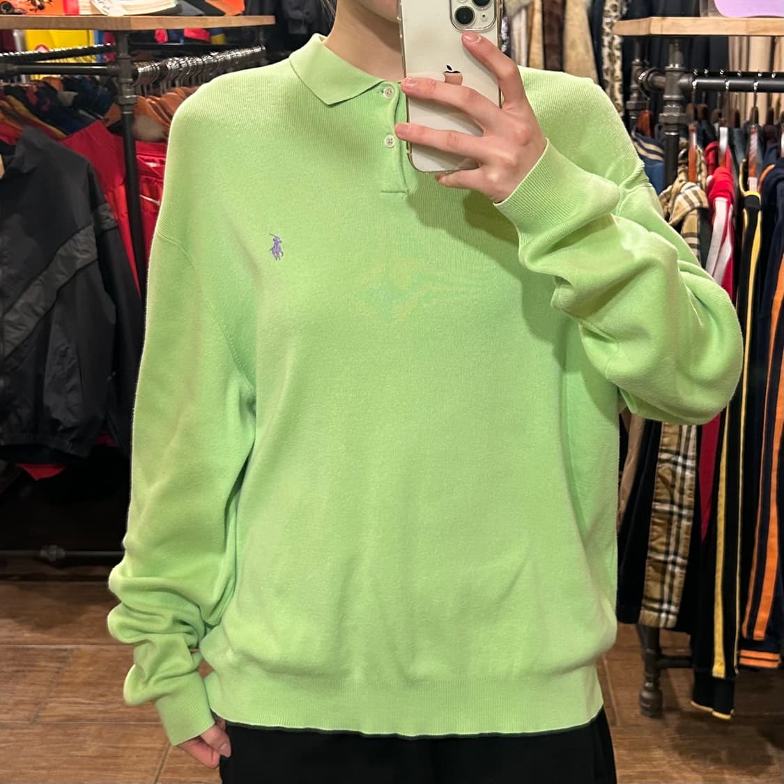 [HI] 폴로 카라 니트 그린 상품이미지1