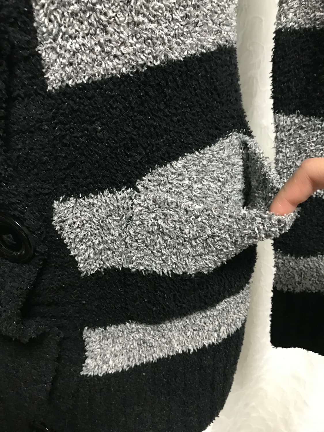 빈티지 갸루 펑크 오레오 스트라이프 니트 후드 가디건 원피스 상품이미지4