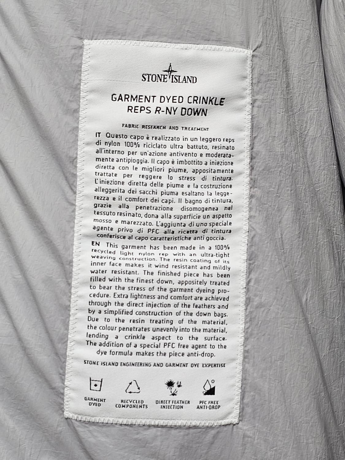 스톤아일랜드 가먼트 다이드 크링클랩스 R-NY 다운 자켓 (새상품) 상품이미지6