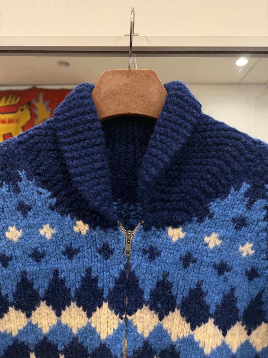 60-70s Vtg 빈티지 헤비울 노르딕 코위찬 니트 집업 상품이미지3