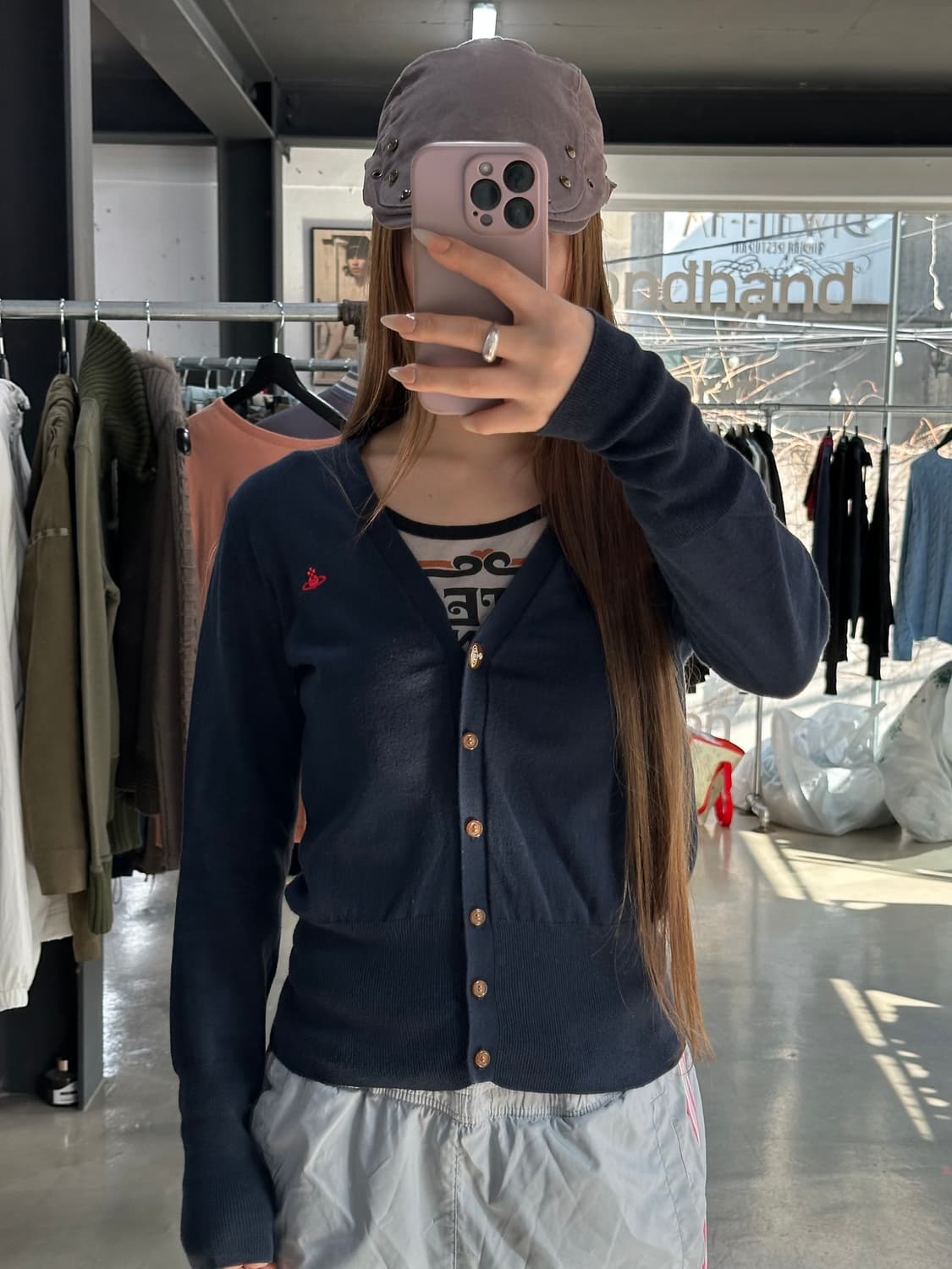 비비안웨스트우드 Orb 레드라벨 가디건 네이비 상품이미지1