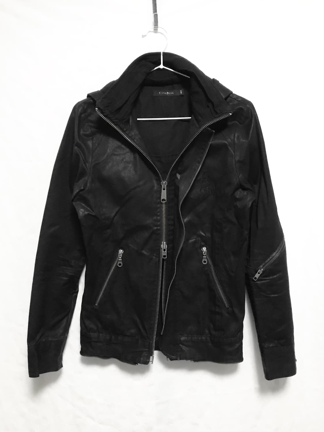 택포•빈티지 civarize vkei 펑크 더블 지퍼 후드 코팅 자켓 상품이미지2