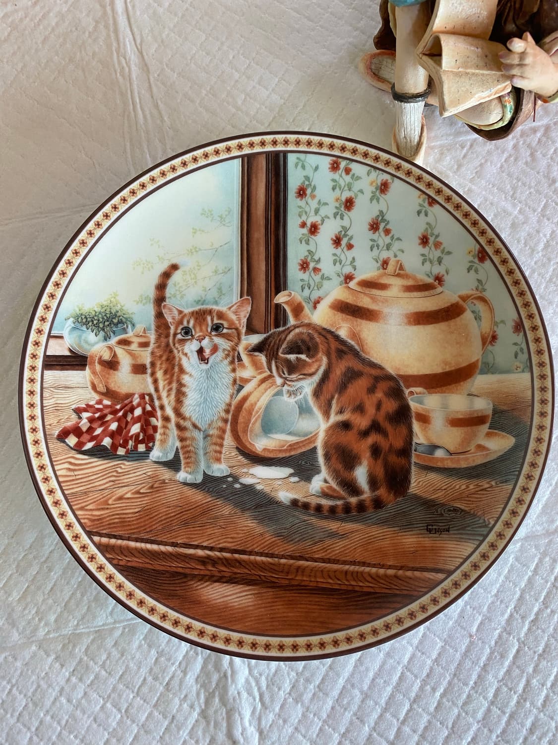 고양이 그림 장식 접시 미국 Knowles 상품이미지2