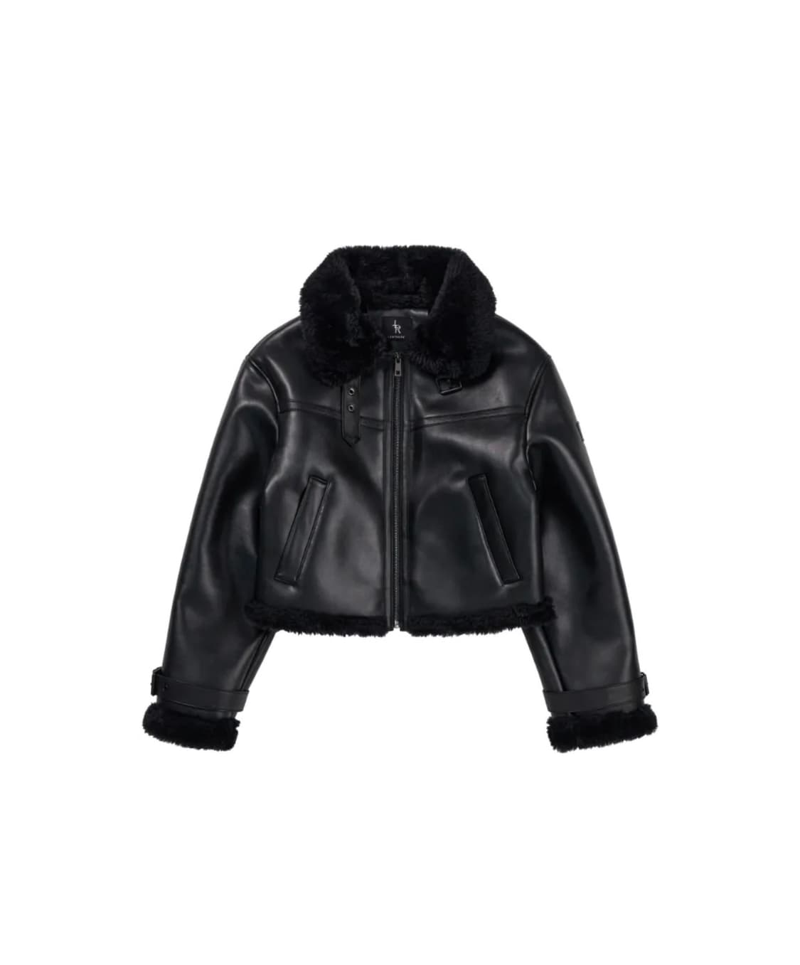 레더리 오블리크 오버핏 레더 무스탕 자켓 블랙 상품이미지1