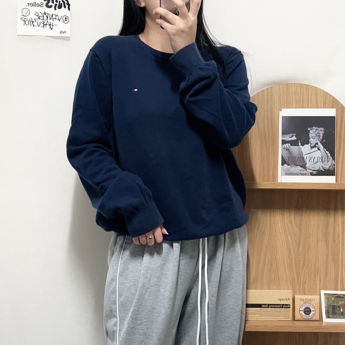 [정품] 타미 네이비 라운드 니트 [ L ] 상품이미지1