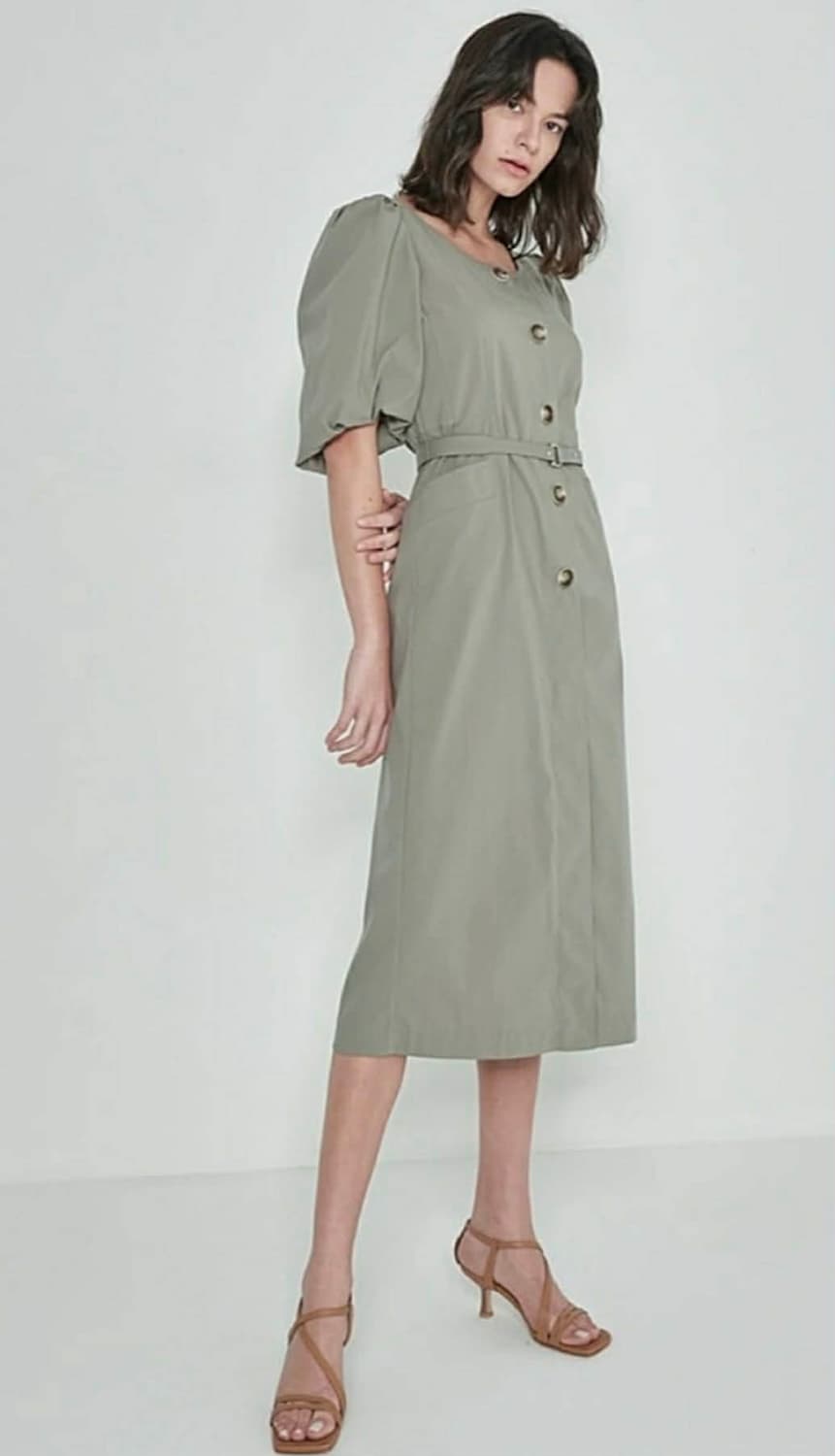 시스템 한섬 20년 신형 퍼프 벌룬 원피스 미디 드레스 상품이미지3