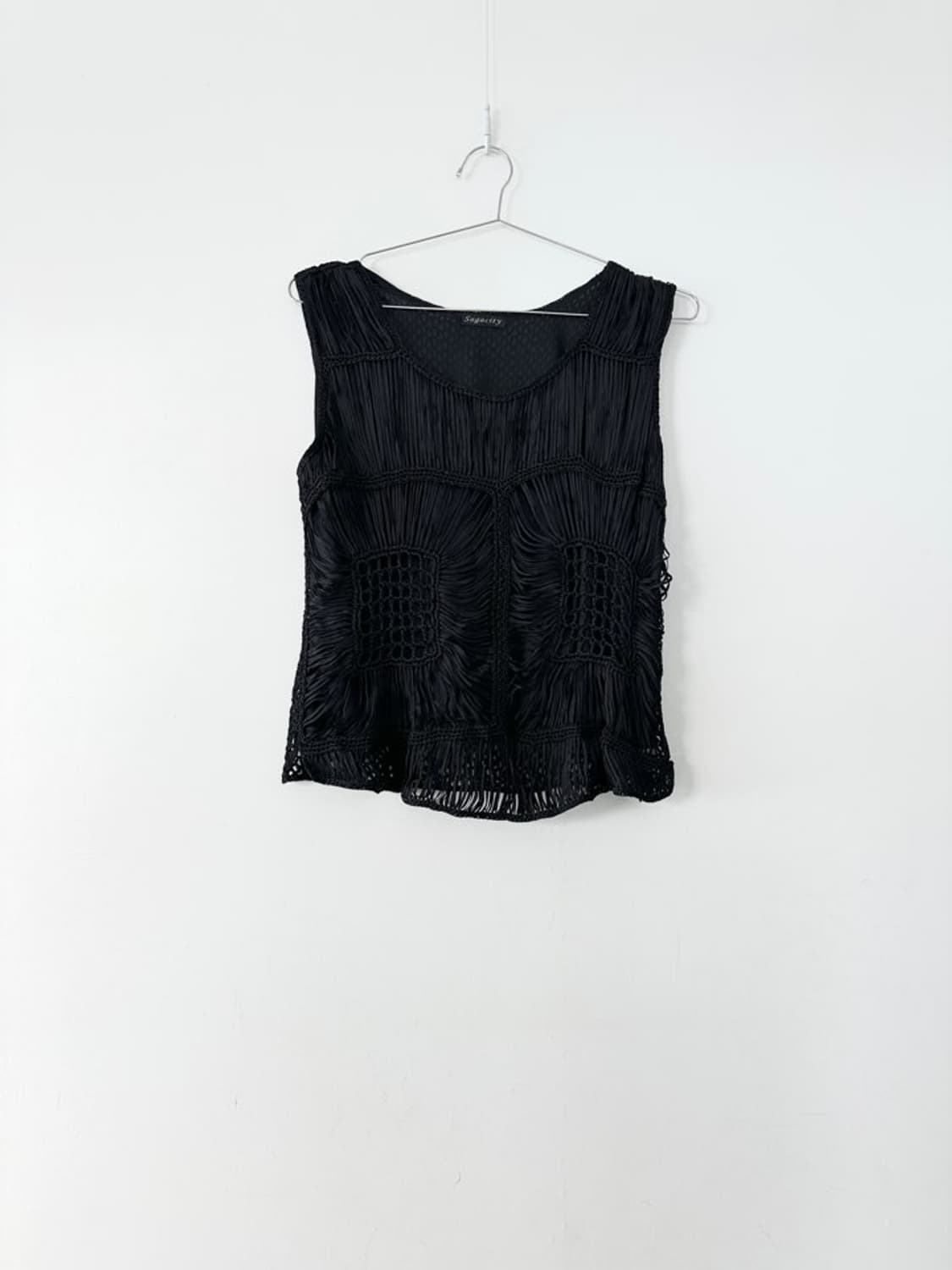 Tassel net detaill sleeveless / black 상품이미지1