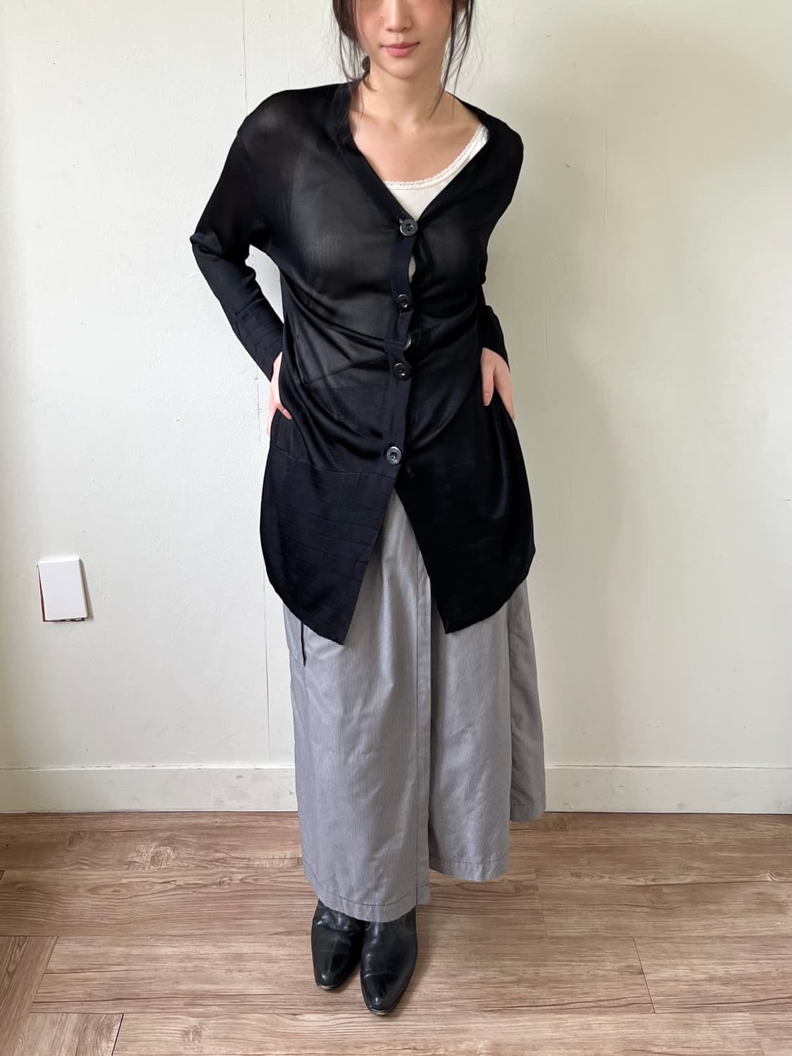 90‘s BALENCIAGA 블랙 시스루 가디건 상품이미지5