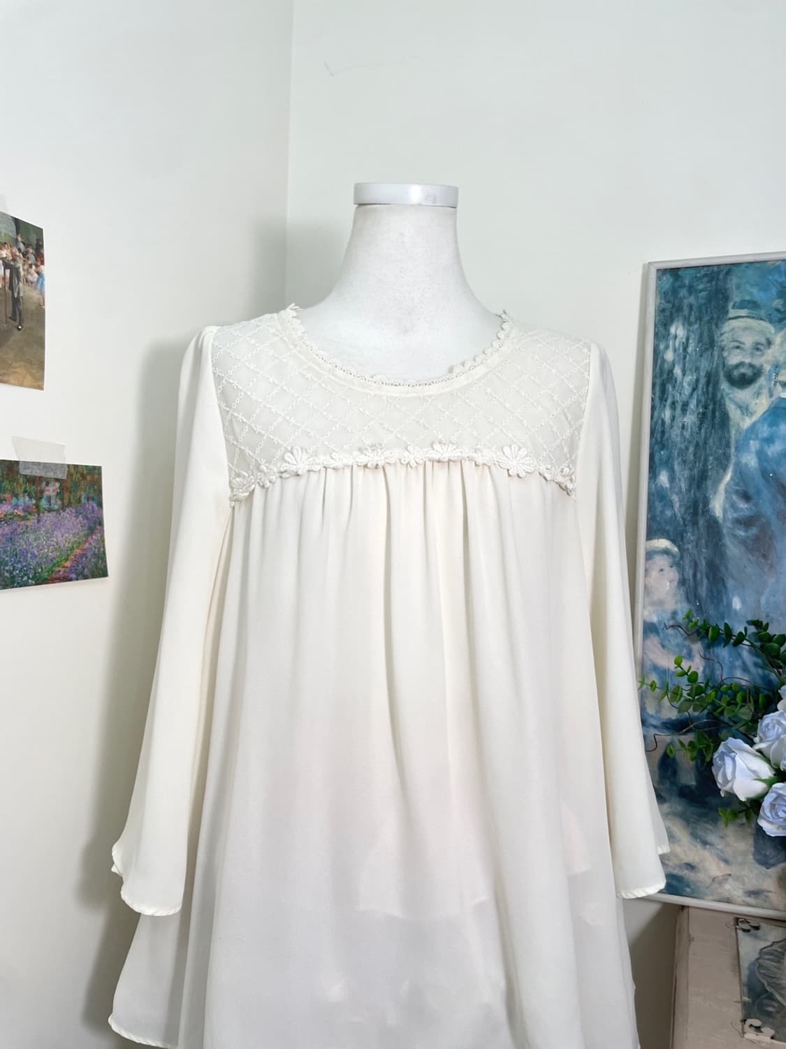 ivory mori lace shirring blouse(size-L) 상품이미지5