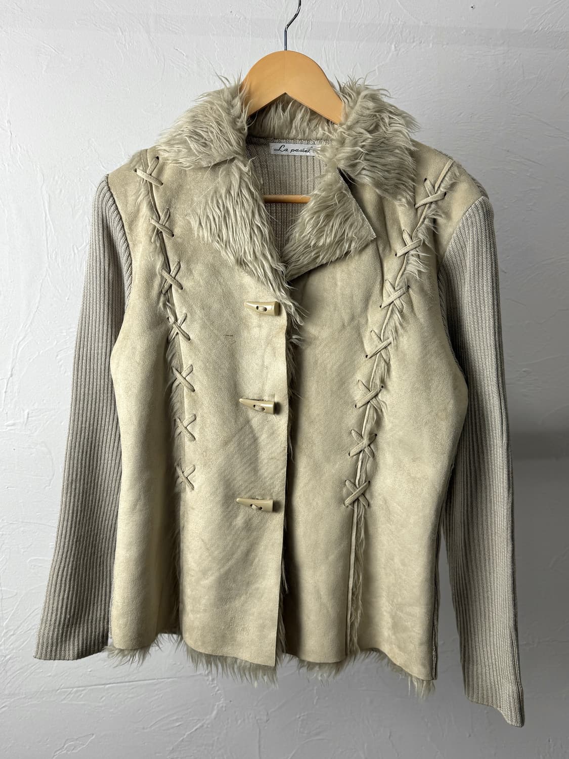 La pastel 퍼 트리밍 니트 자켓 상품이미지2