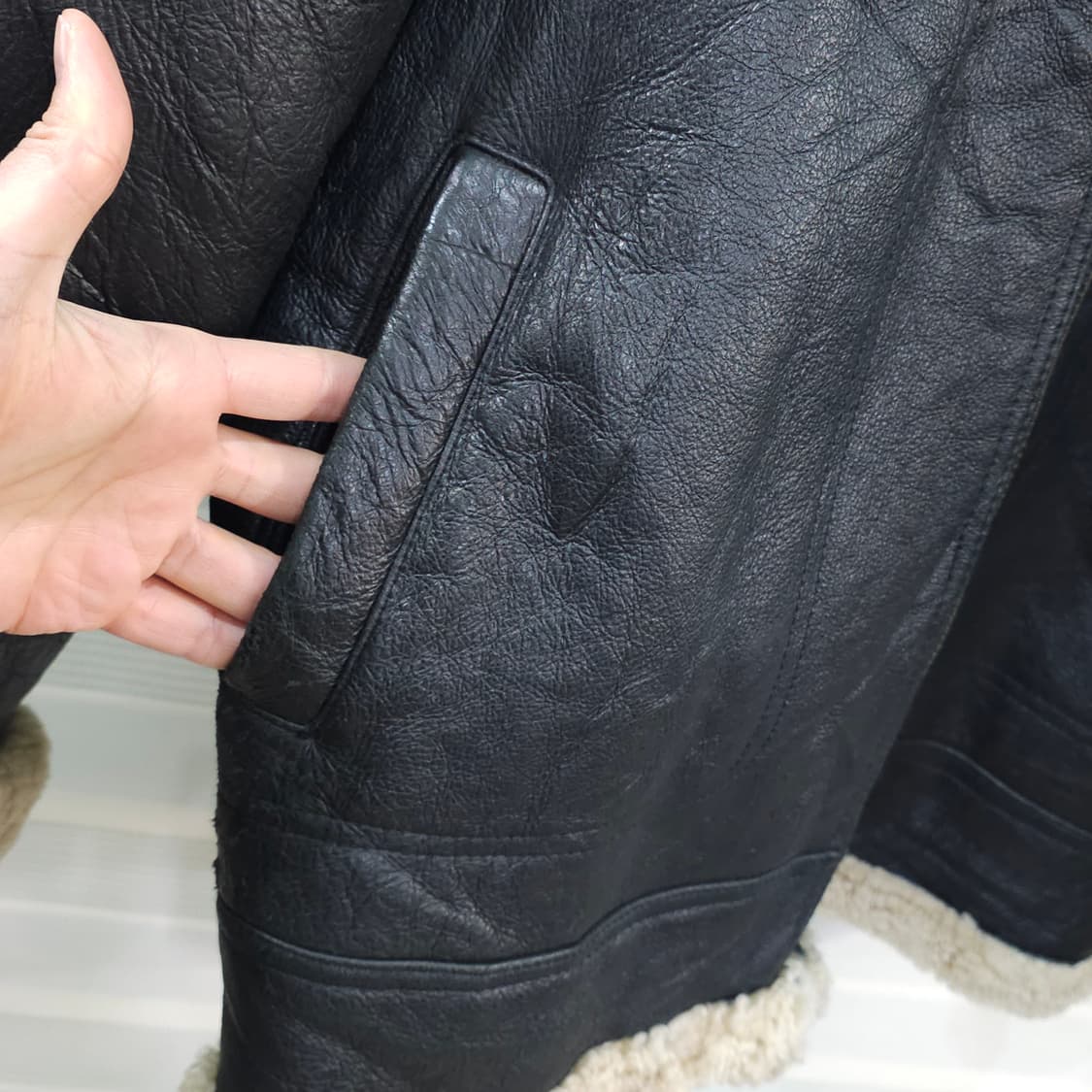 빈티지 양가죽 양털 무스탕 자켓- 100-105정도 상품이미지4