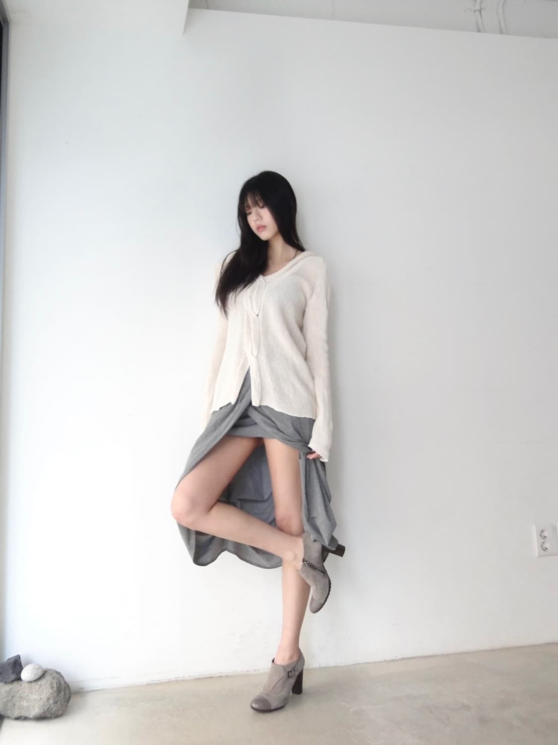 Curtain pin layer skirt/ grey 상품이미지5