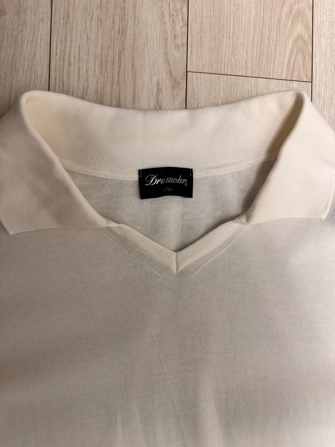 드루모어 와이드 오픈카라 폴로니트 아이보리 52 상품이미지3