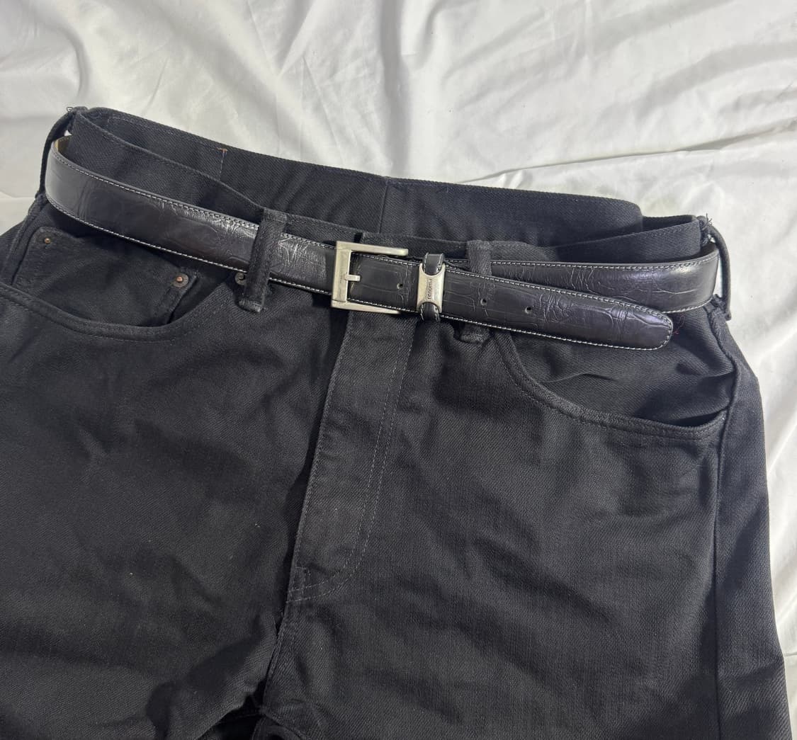 레노마 카프스킨 크로커다일 패턴 레더 벨트 상품이미지1