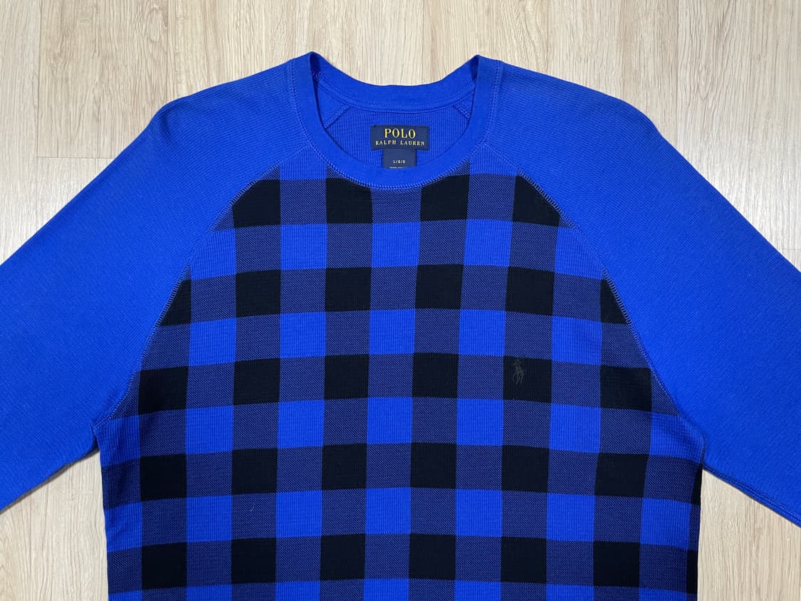 100) 폴로 랄프로렌 블루체크 와플 긴팔티(새제품) 상품이미지4