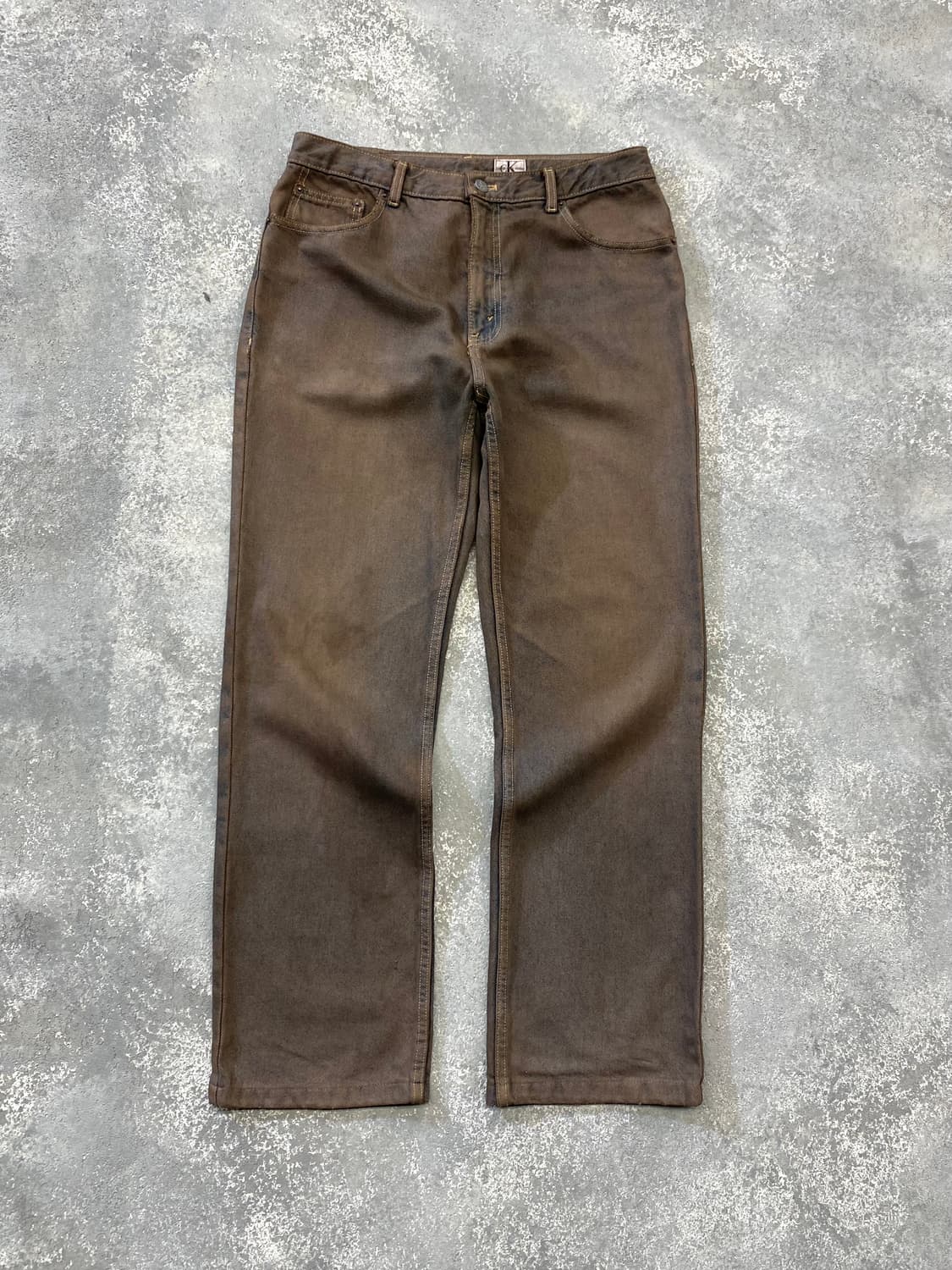 [31] 90-00s CK 캘빈클라인 브라원 워시드 레귤러핏 데님팬츠 상품이미지1