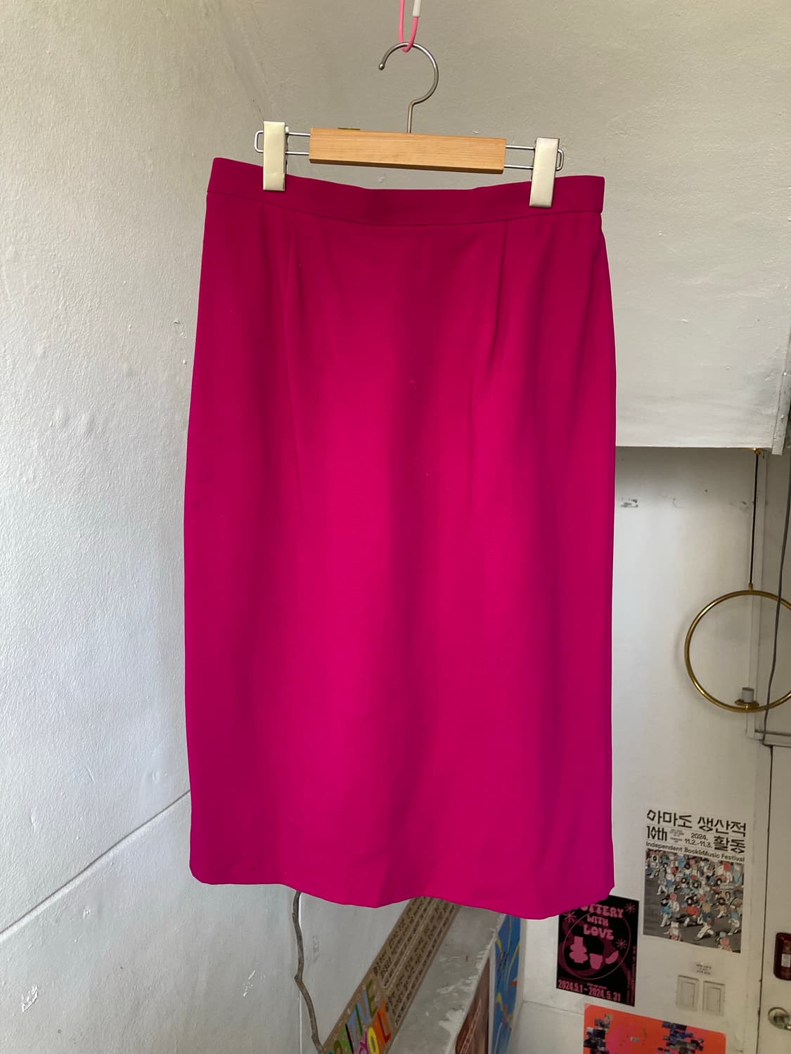 울 100% 미디 컬러 스커트 상품이미지1