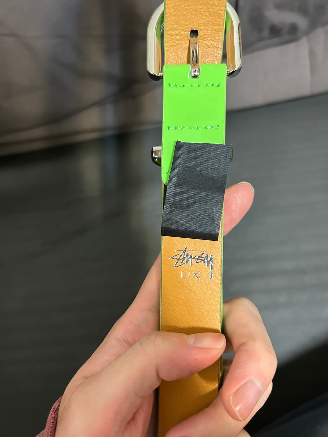 Stussy 스투시 레더 벨트 네온그린 상품이미지6