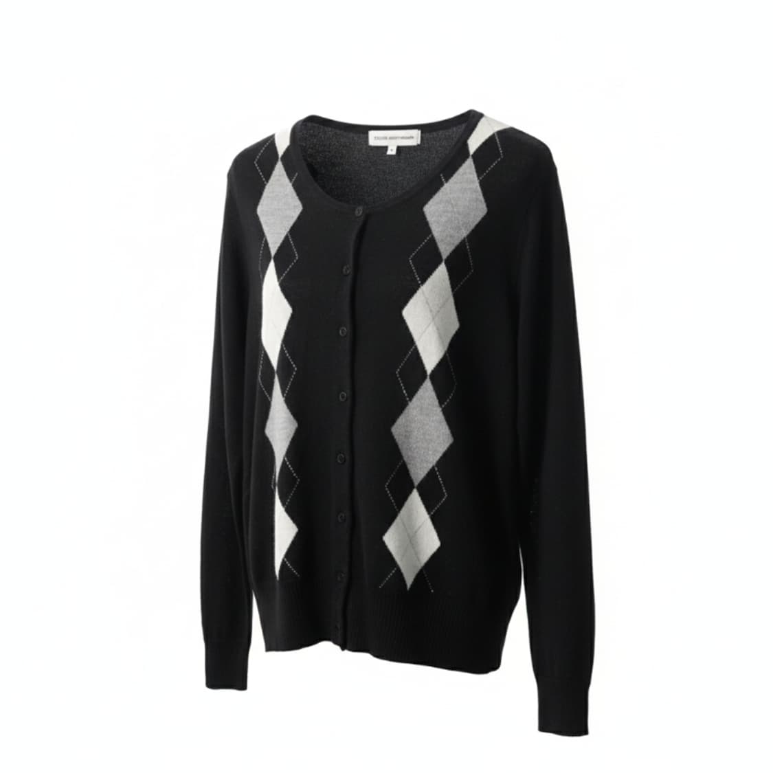 아가일 패턴 니트 가디건 블랙 1894 상품이미지1