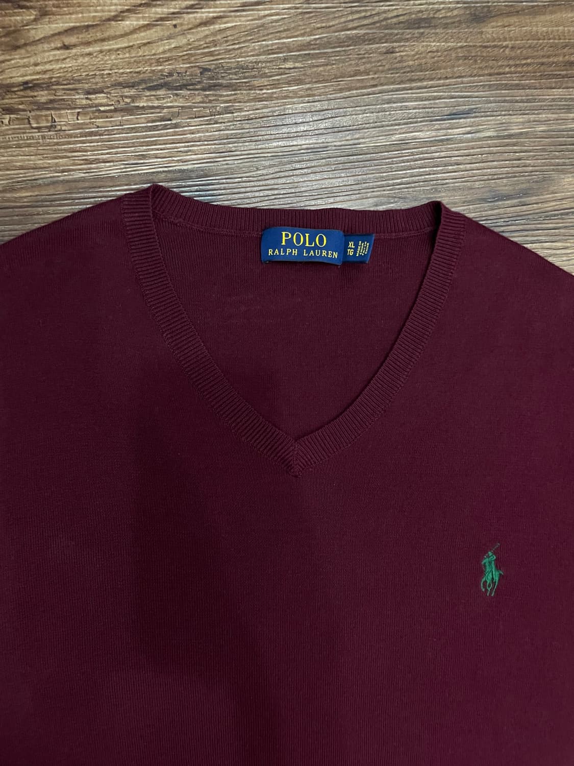 폴로 랄프로렌 피마코튼 브이넥 니트 스웨터 딥버건디 상품이미지2