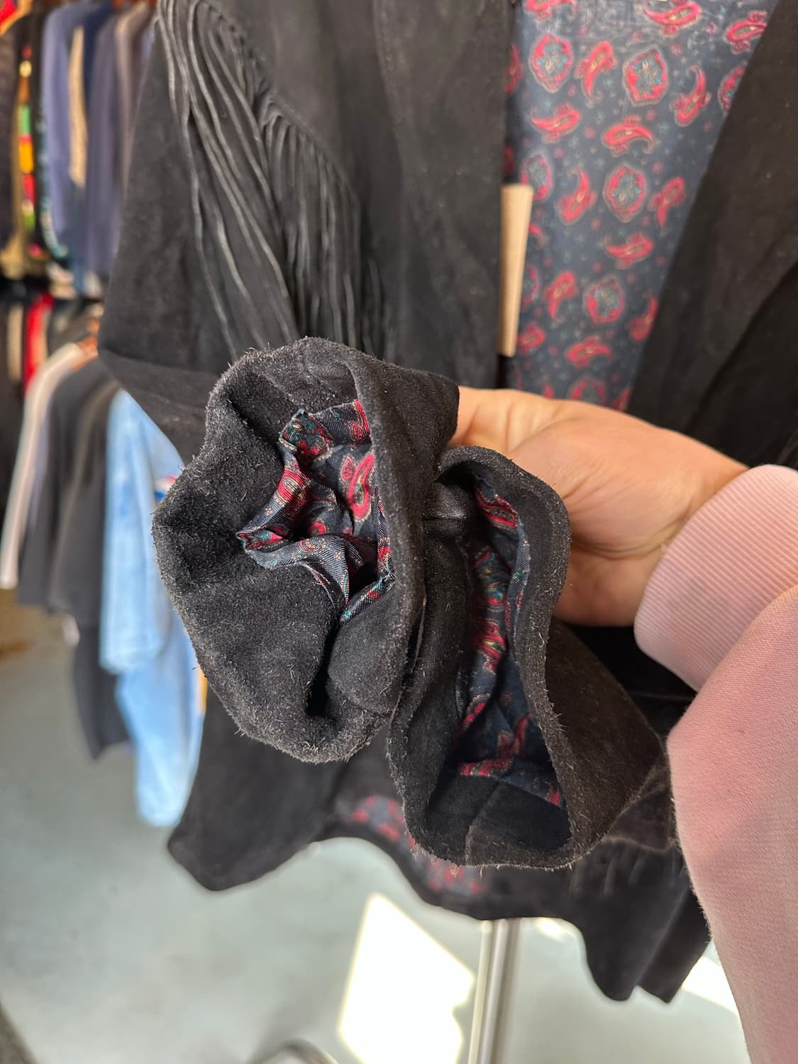 80-90s 쇼트 헤비 리얼 레더 스웨이드 프린지 자켓 상품이미지5