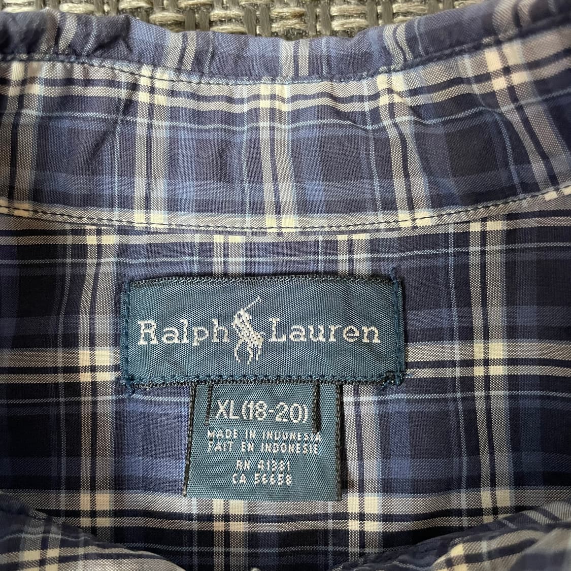 폴로 랄프로렌 주황포니 블루 체크 셔츠 XL 상품이미지4