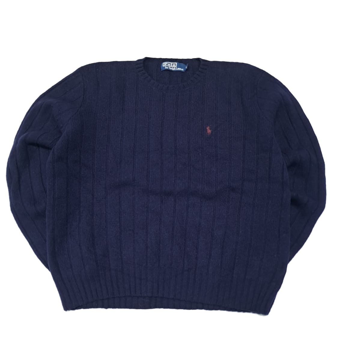 CL387 M 폴로 90s 홍콩판 램스울 케이블 네이비 니트 스웨터 상품이미지1