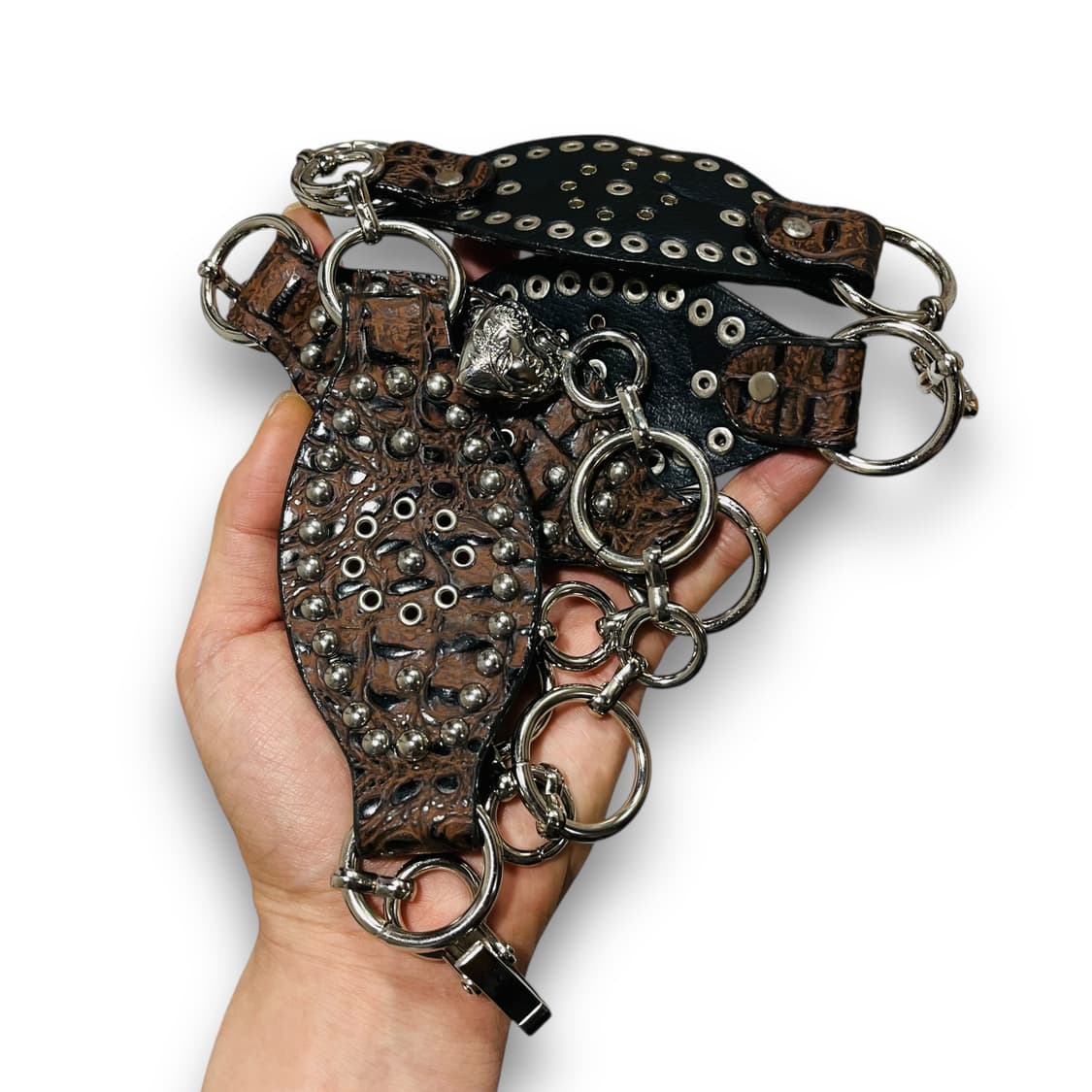 Western Leaf Stud Brown Vintage Belt 상품이미지4