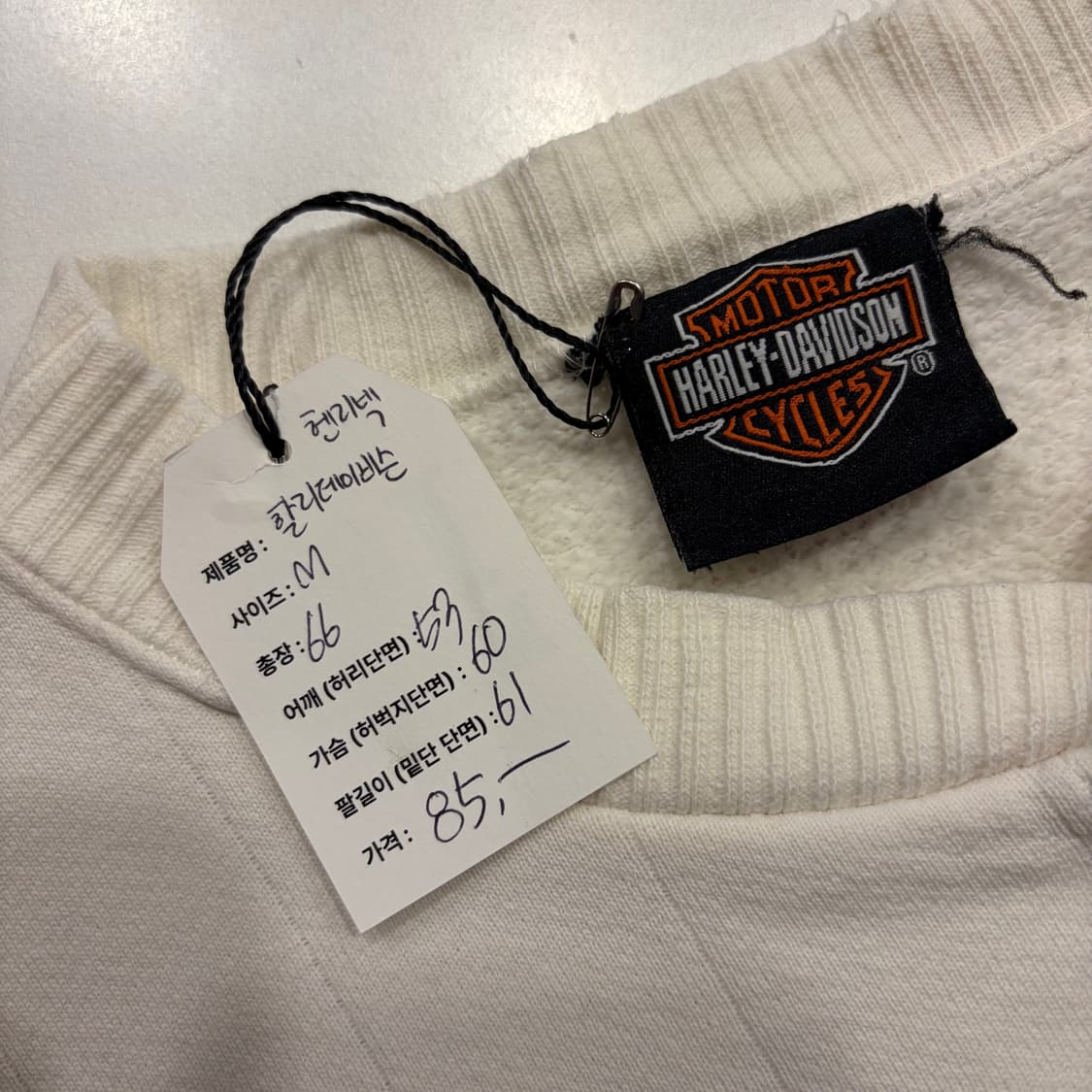 [M] 할리데이비슨 헨리넥 아이보리색 버튼 스웨트셔츠 C294 상품이미지5