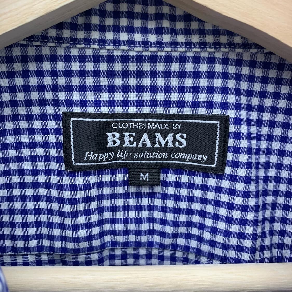 빔즈 블루 체크 삼선 디테일 하프 셔츠  상품이미지7