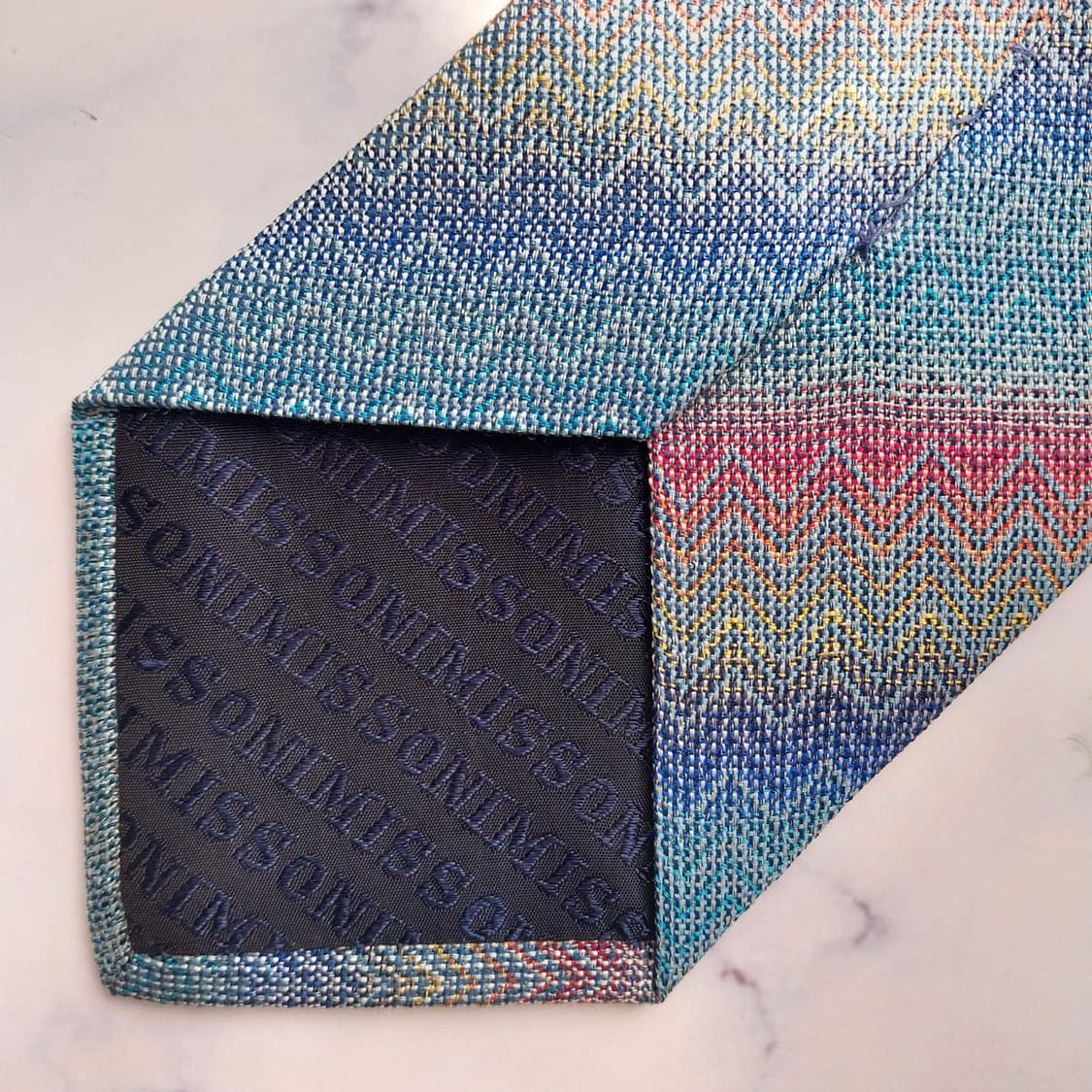 미쏘니 실크 블루 믹스 패턴 넥타이 9.3cm A+~A등급 K2493 상품이미지7