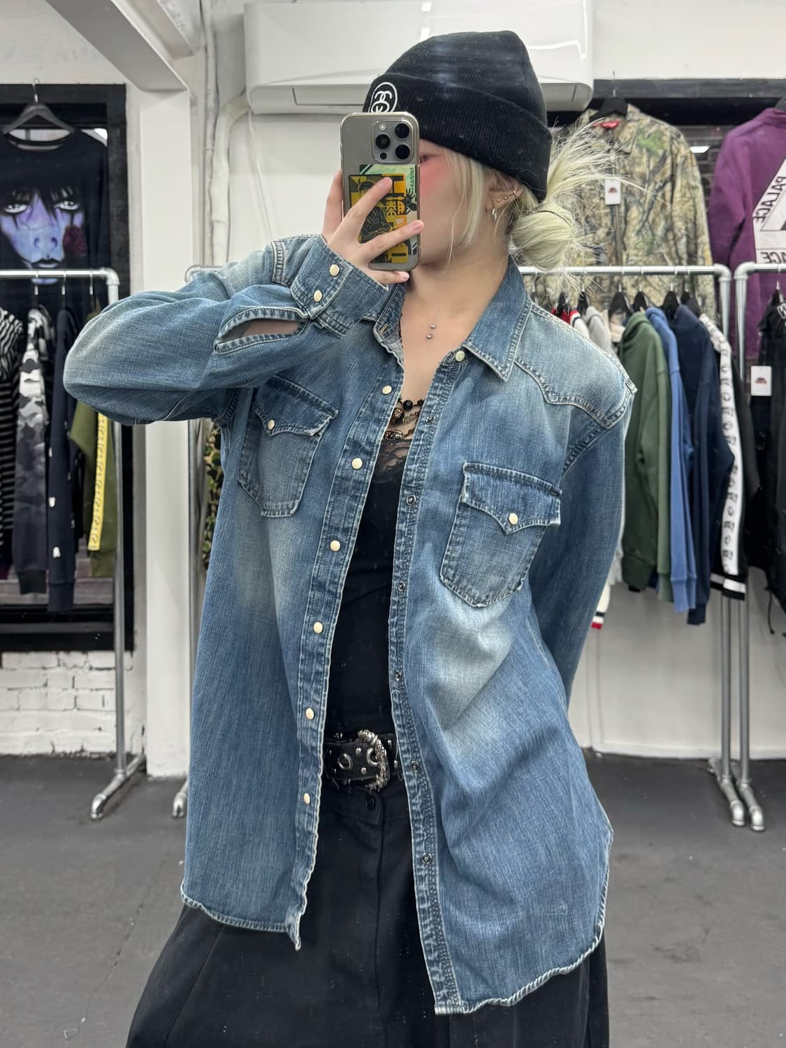 VTG 버튼 데님 셔츠 상품이미지2