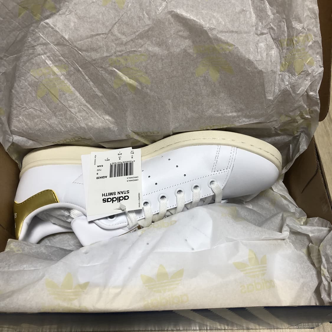 (275) 새상품 아디다스 adidas 스탠스미스 화이트 골드 리얼레더 상품이미지10